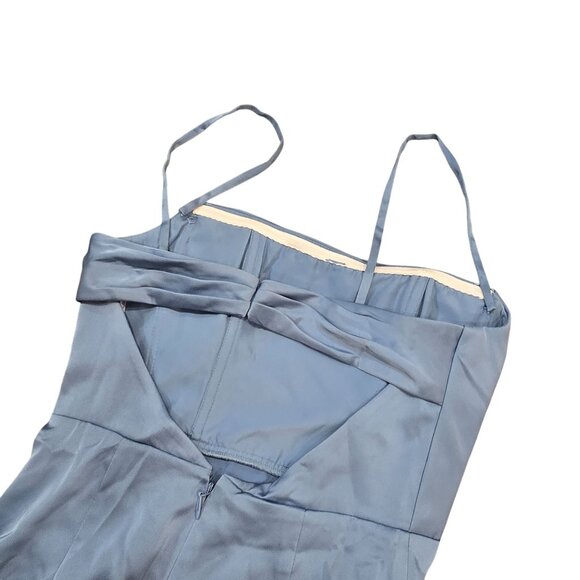 Azazie Leonis Dusty Blue Sheath Strapless Chiffon removeable strap evening gown - Picture 6 of 11